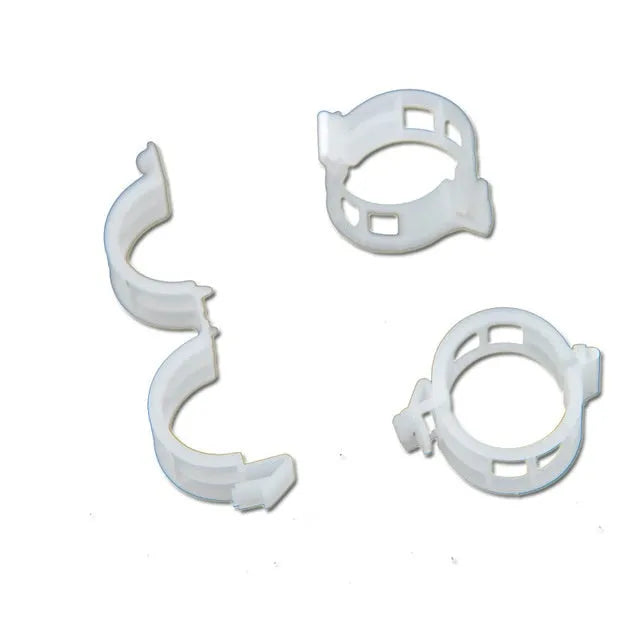 A pack of 50 plastic plant grafting clips for tomato and garden twig support.