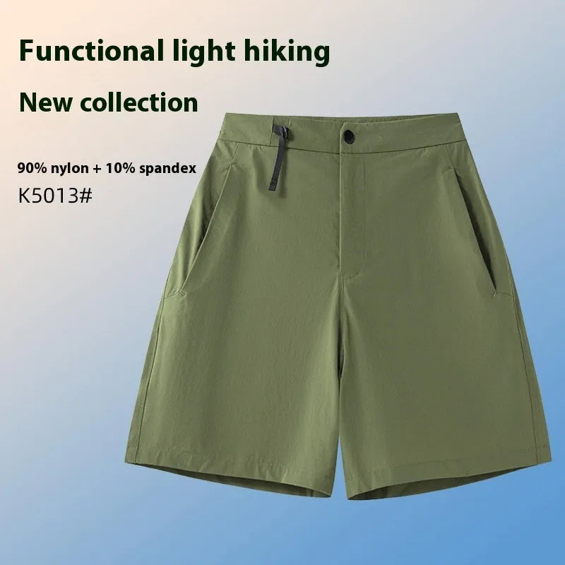 Men's solid colour quick-drying sports shorts with elastic 3D cut for running and climbing