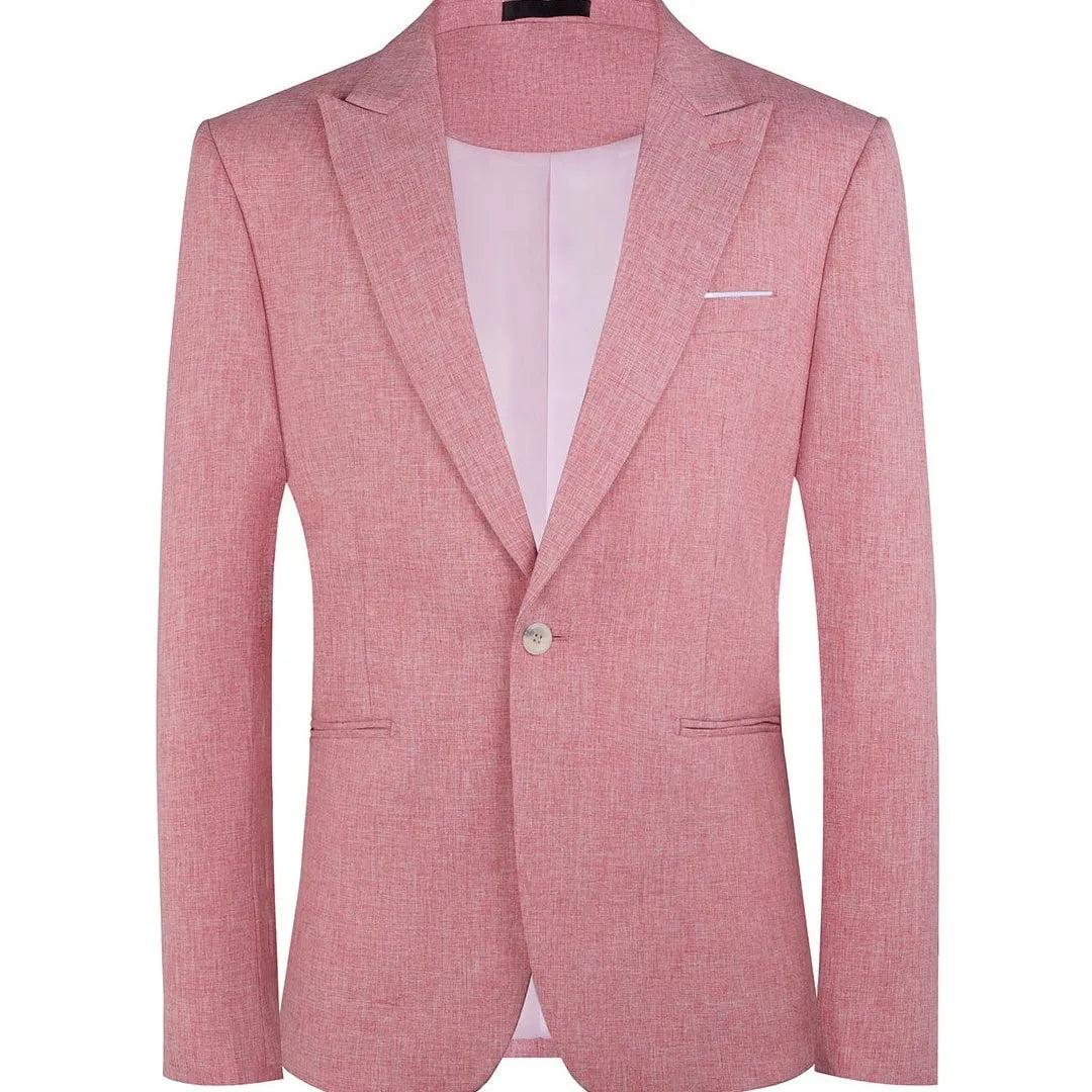 Men's western-style casual suit in light blue or pink with Asian fit sizing for spring and summer wear