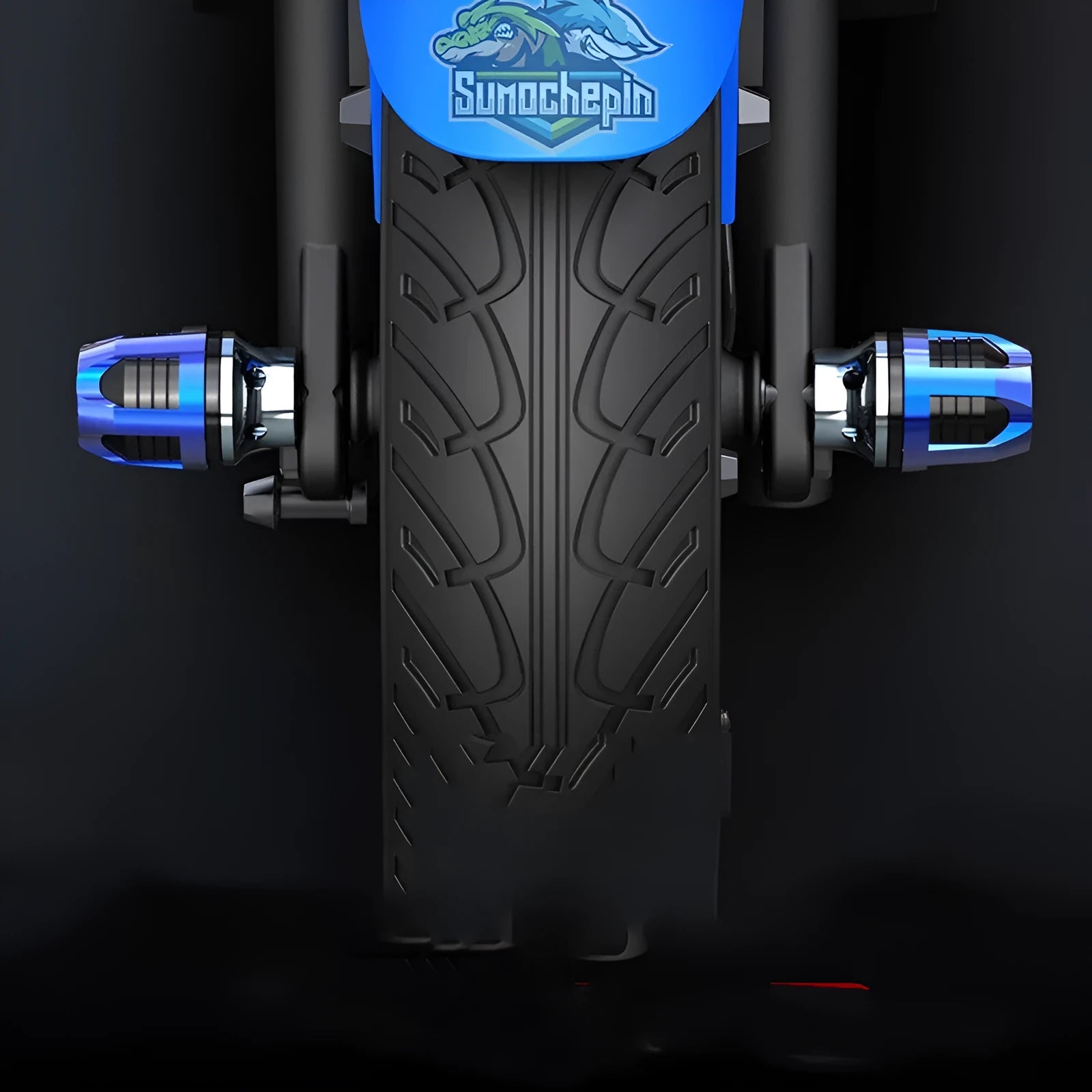 Pair of anodised aluminium alloy fork cups for motorcycle and electric car front axles.