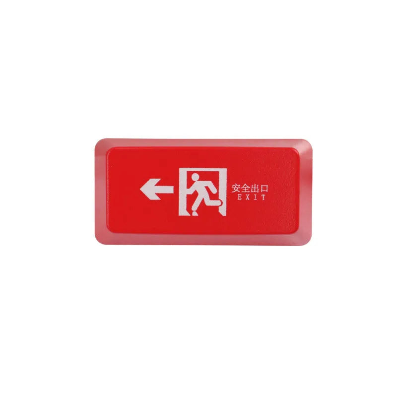Red safety evacuation exit mechanical keyboard keycap with transparent construction