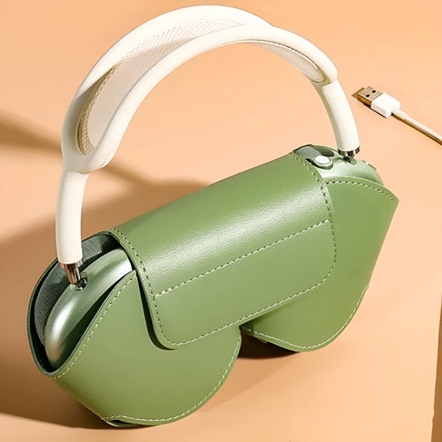 AirPods Max headphone protective case in PU leather, shown in multiple colour options.