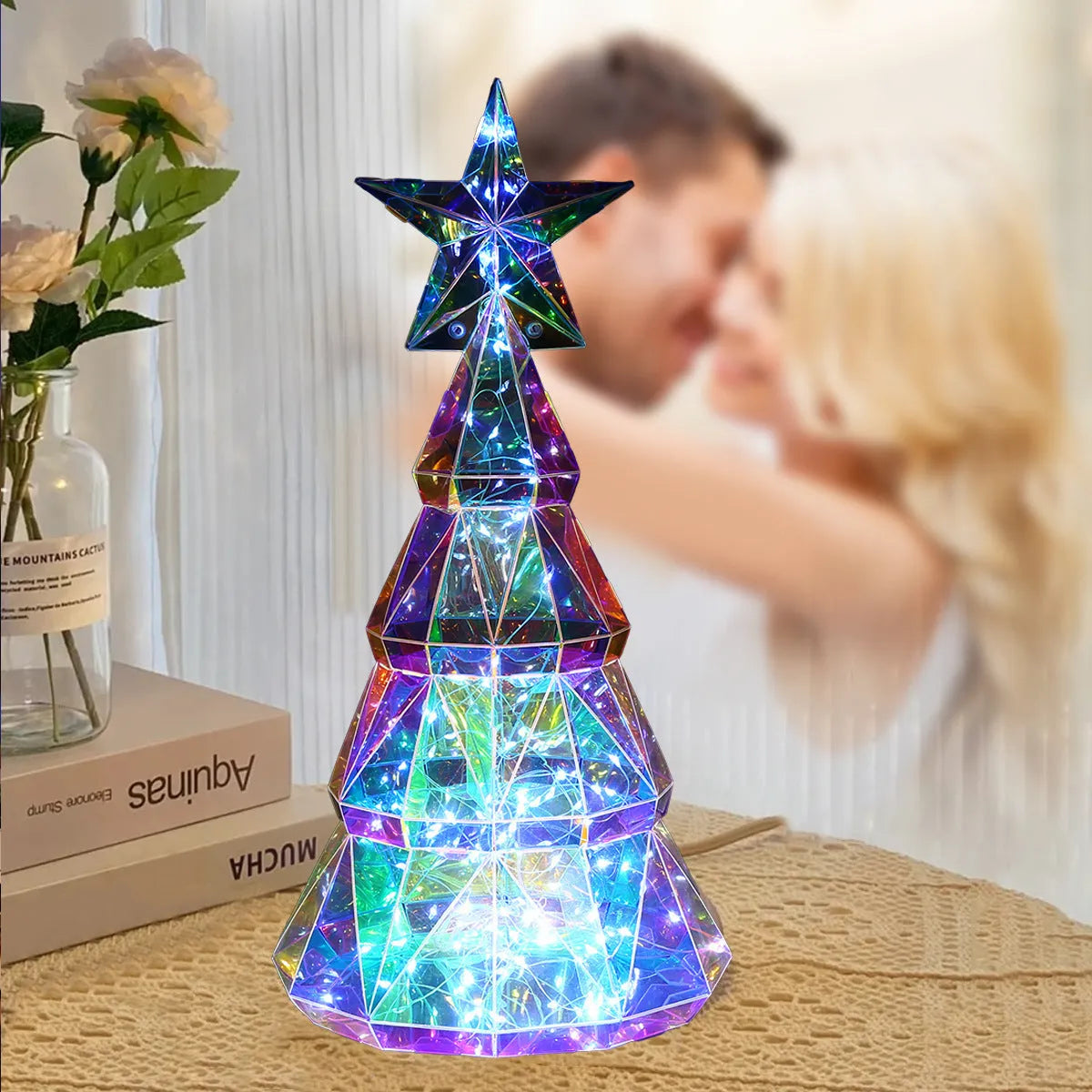 Colourful cartoon Christmas tree light ornament with PET plastic construction measuring 14.5×4.8×20cm
