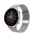 DT96 smart fitness tracker bracelet with steel strap on wrist showing 1.3 inch screen