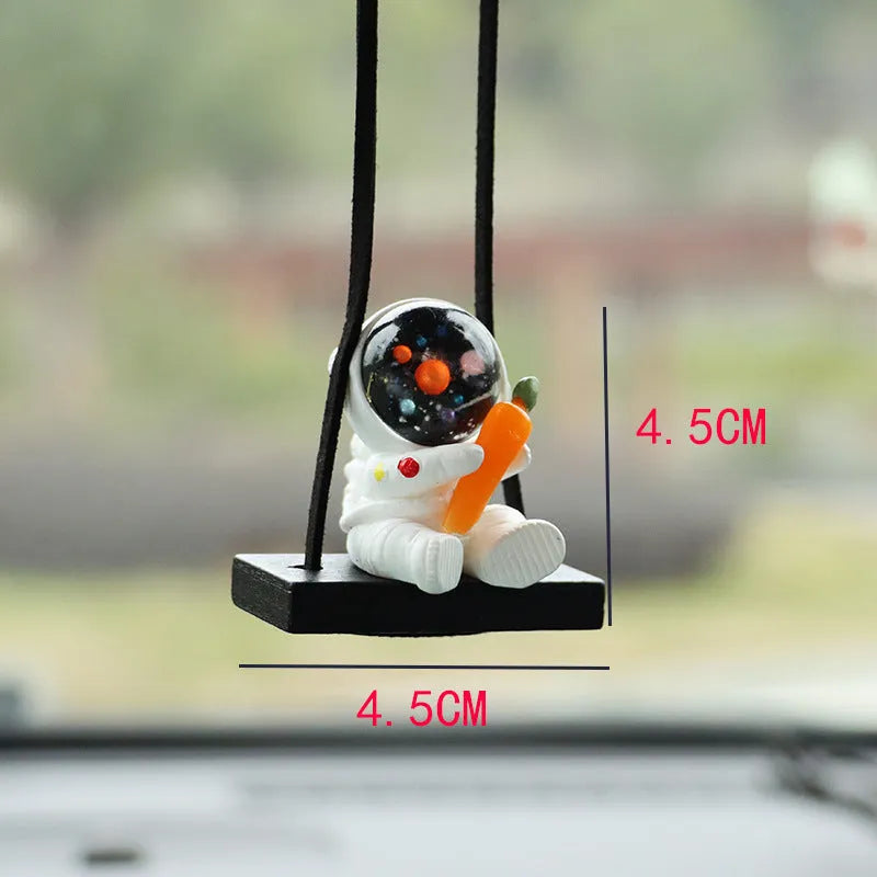 Resin astronaut car pendant in cartoon style with hook for hanging