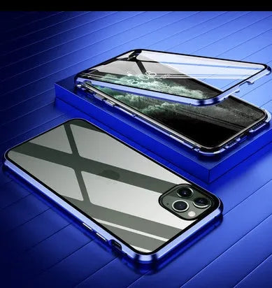 Tempered glass clamshell anti-spy phone case in multiple colours for iPhone models