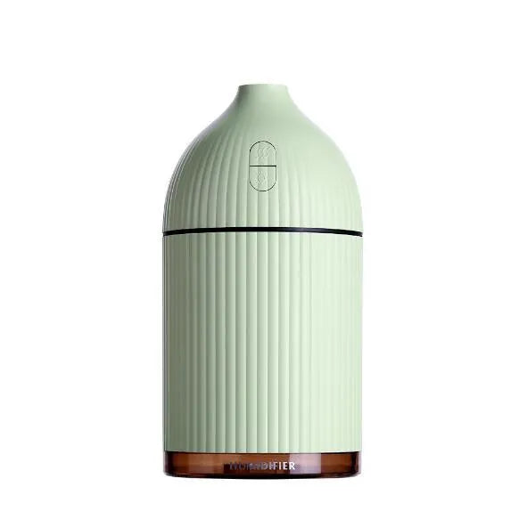White ultrasonic aroma diffuser humidifier with LED light, measuring 80mm wide and 155mm tall.