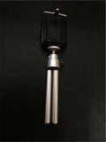 Black and silver desktop phone holder with two-section bracket design