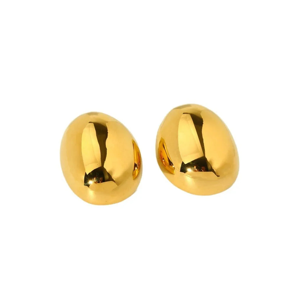 Geometric stainless steel ear studs with 18k gold plating and glazed surface in DFE139 colour