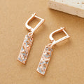 Rectangular two-tone hollow stud earrings for women with a geometric design and picture style finish.