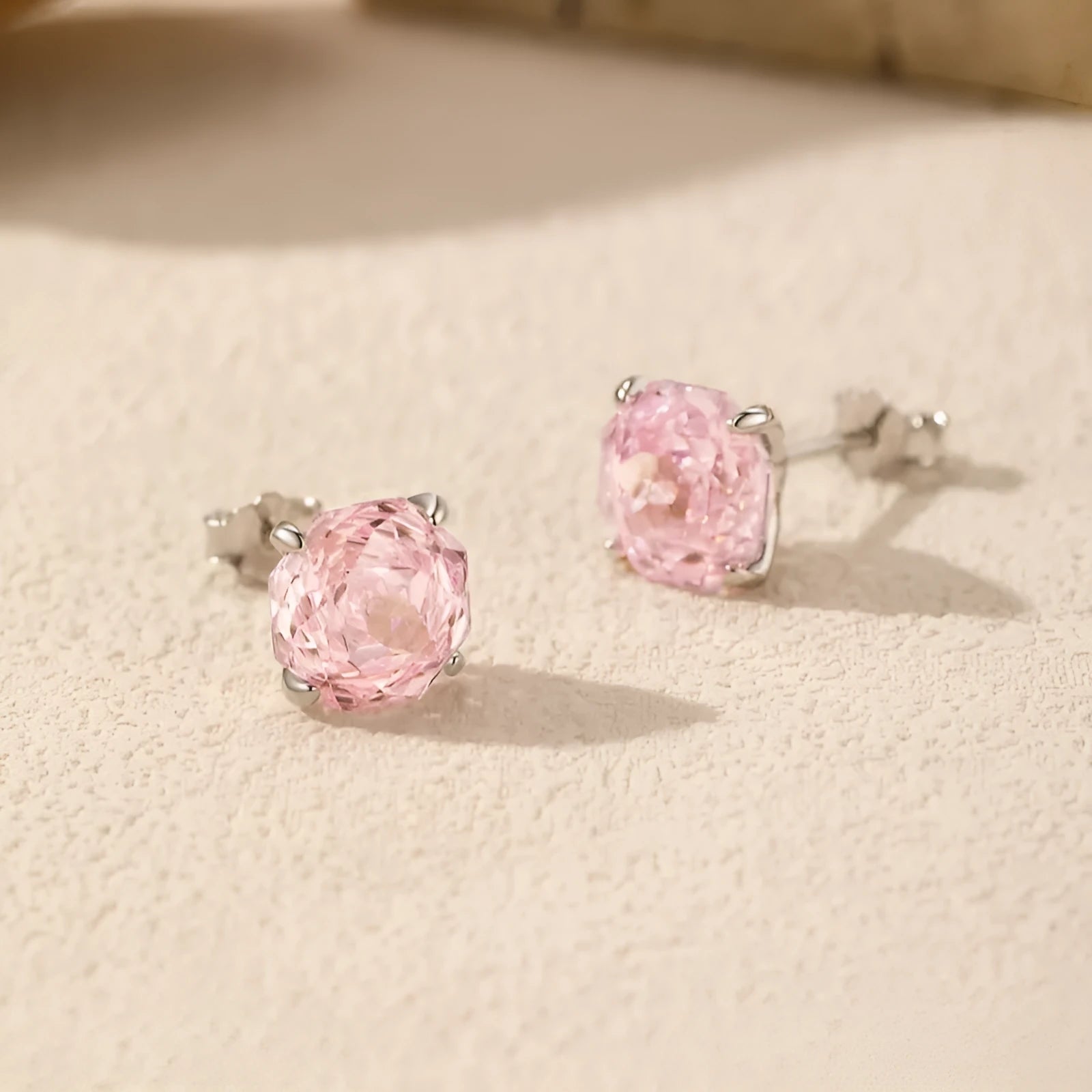 S925 sterling silver rose stud earrings for women in 6mm and 8mm sizes