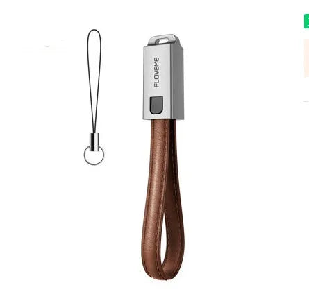 Leather and zinc alloy Lightning charging cable in red colour showing 20cm length with Lightning connector