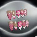 French Style Lily Fluid Ice Flower three-dimensional plastic nail art armour set in almond style.