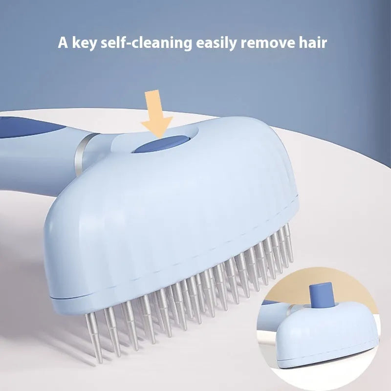 Stainless steel double row pet comb for dog grooming in light blue colour