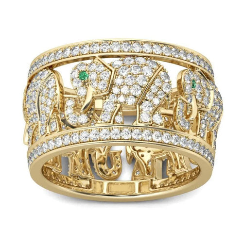 Alloy elephant ring with diamond electroplated finish in sizes no.6 to no.10