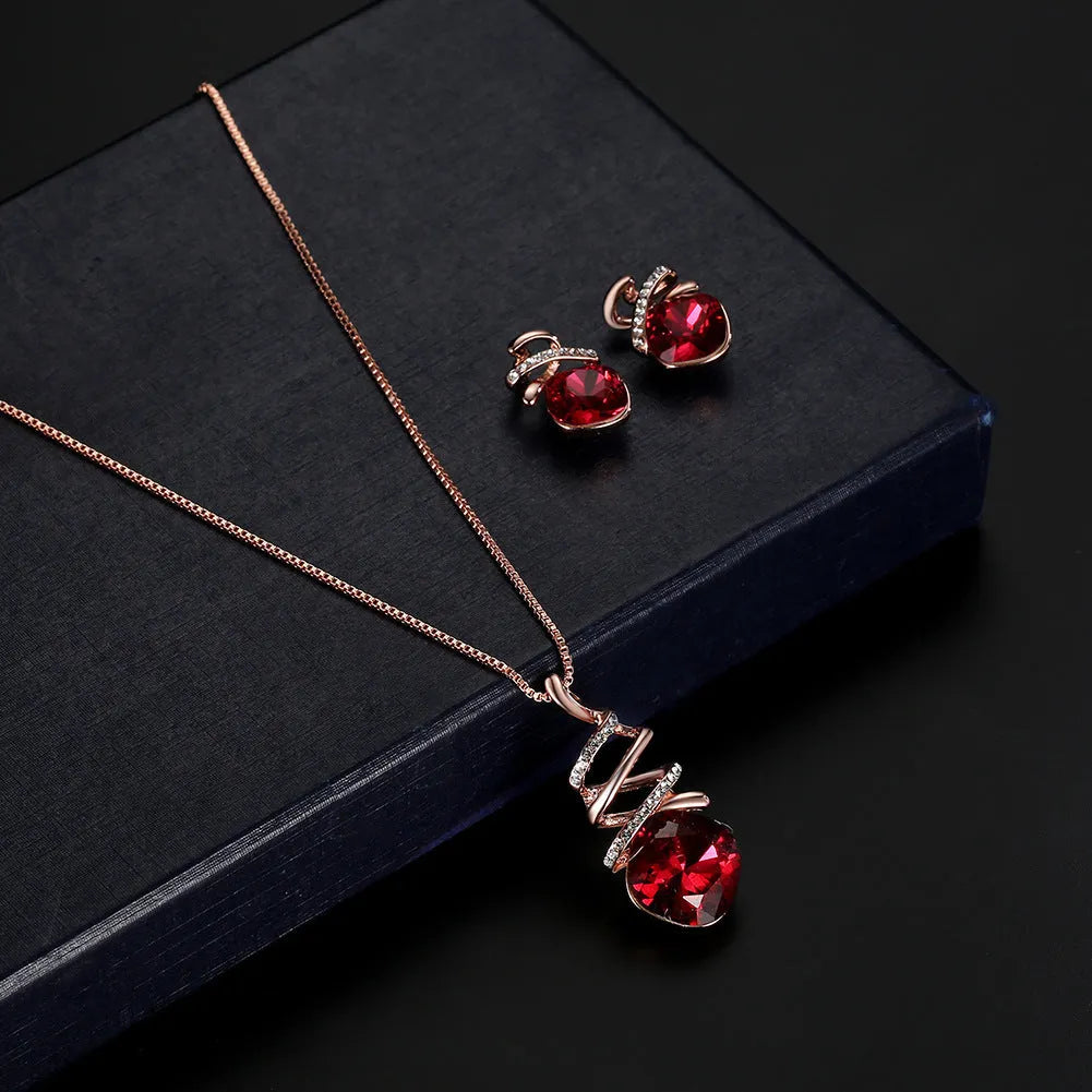 Alloy jewellery set with water wave chain necklace and matching earrings