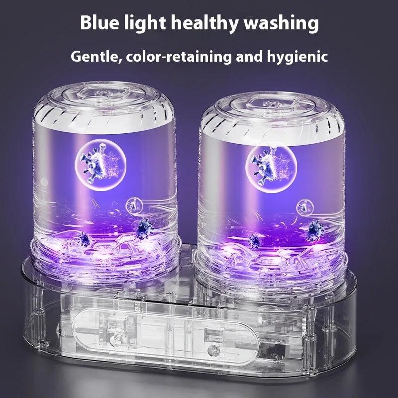 White double bucket portable mini washing machine with USB power connection