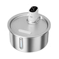 Stainless steel cat and dog water fountain with constant temperature heating base.