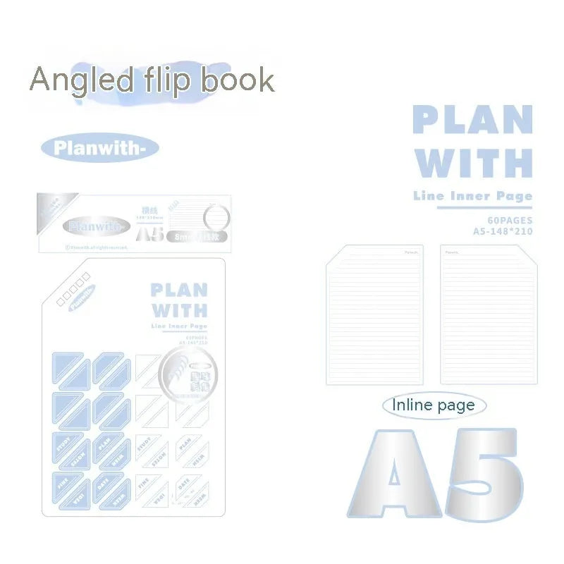 Oblique angle book artsy ins style salt series notebook with 60 sheets in A5 or B5 size with cover options