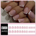 24 white plastic false nail tips with a black and white plaid pattern.