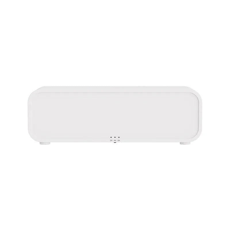 Black and white USB aroma diffuser with remote control and colour-changing LED lights