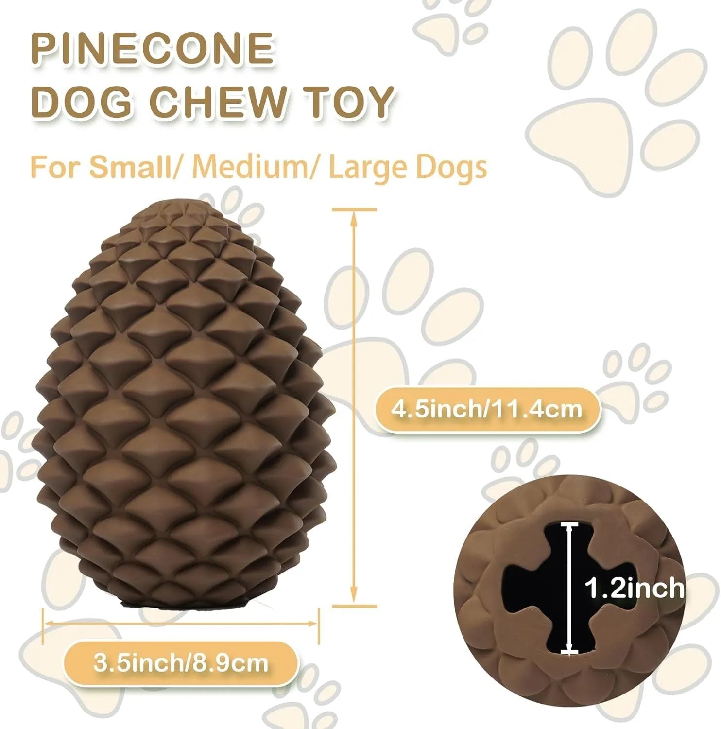 Natural rubber pine cone shaped dog chew toy with treat dispenser for large dogs