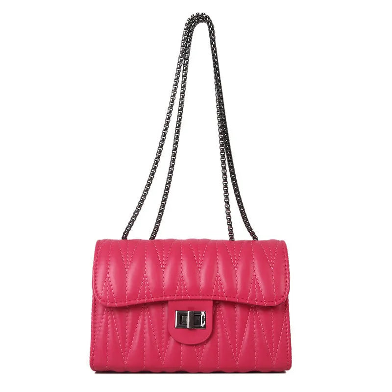 Women's retro textured diamond small square PU handbag in beige with a shoulder strap.