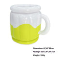Yellow inflatable PVC ice bucket designed for beer steins, shown deflated and inflated