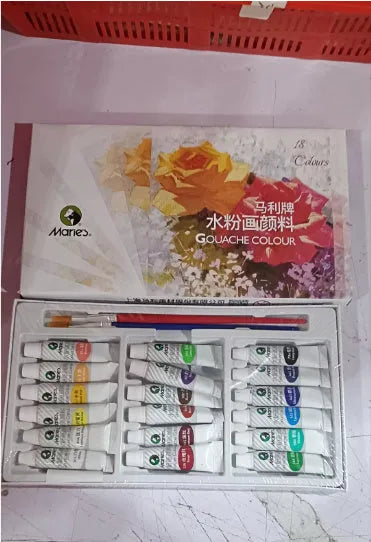 Boxed set of Marley gouache paint tubes in 12ml size, showing 24 different colour labels.