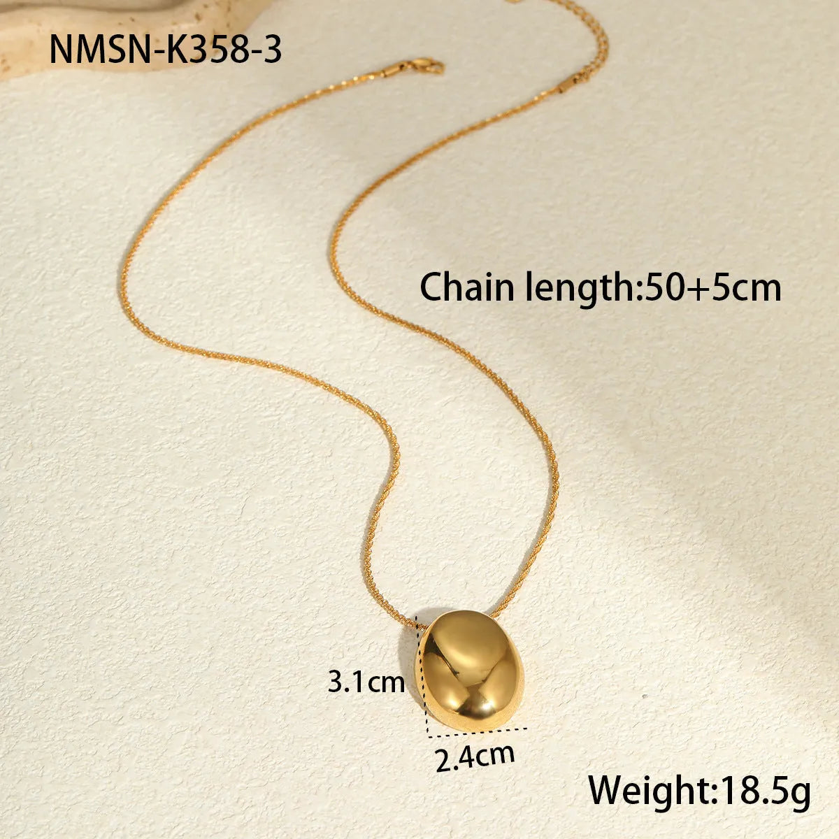 Gold geometric pendant necklace on adjustable 41-50cm stainless steel chain