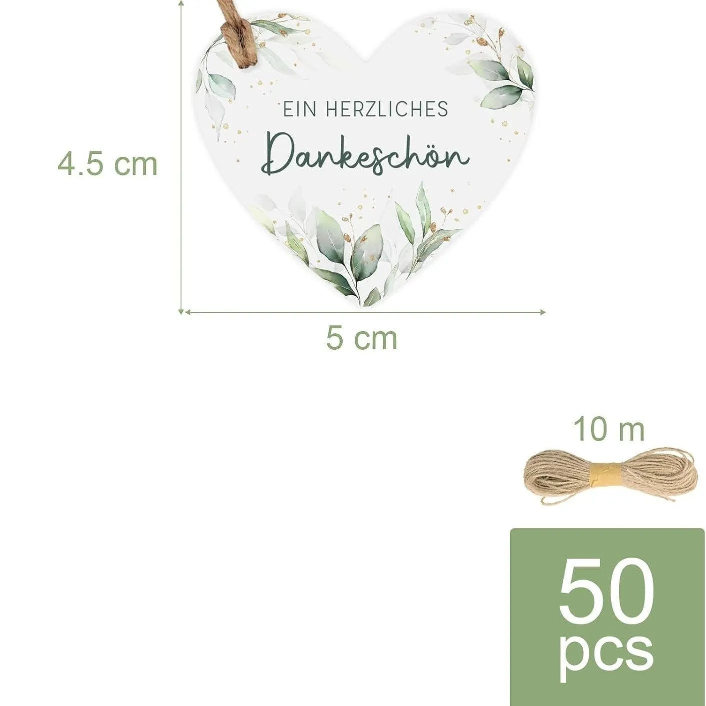 50 flower heart-shaped paper gift tags in two colour styles with decorative floral design