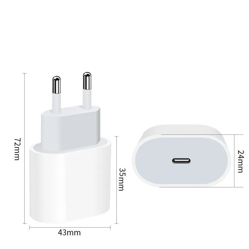 PD20W mobile phone charger with USB port in American or European colour variant