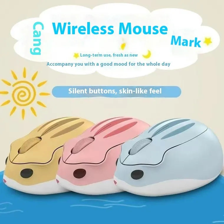 Hamster Wireless Universal Mute Mouse in gray colour showing compact design and Bluetooth connectivity