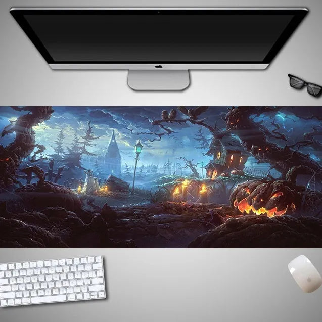 Halloween mouse pad with non-slip rubber cloth material in oversized dimensions for gaming