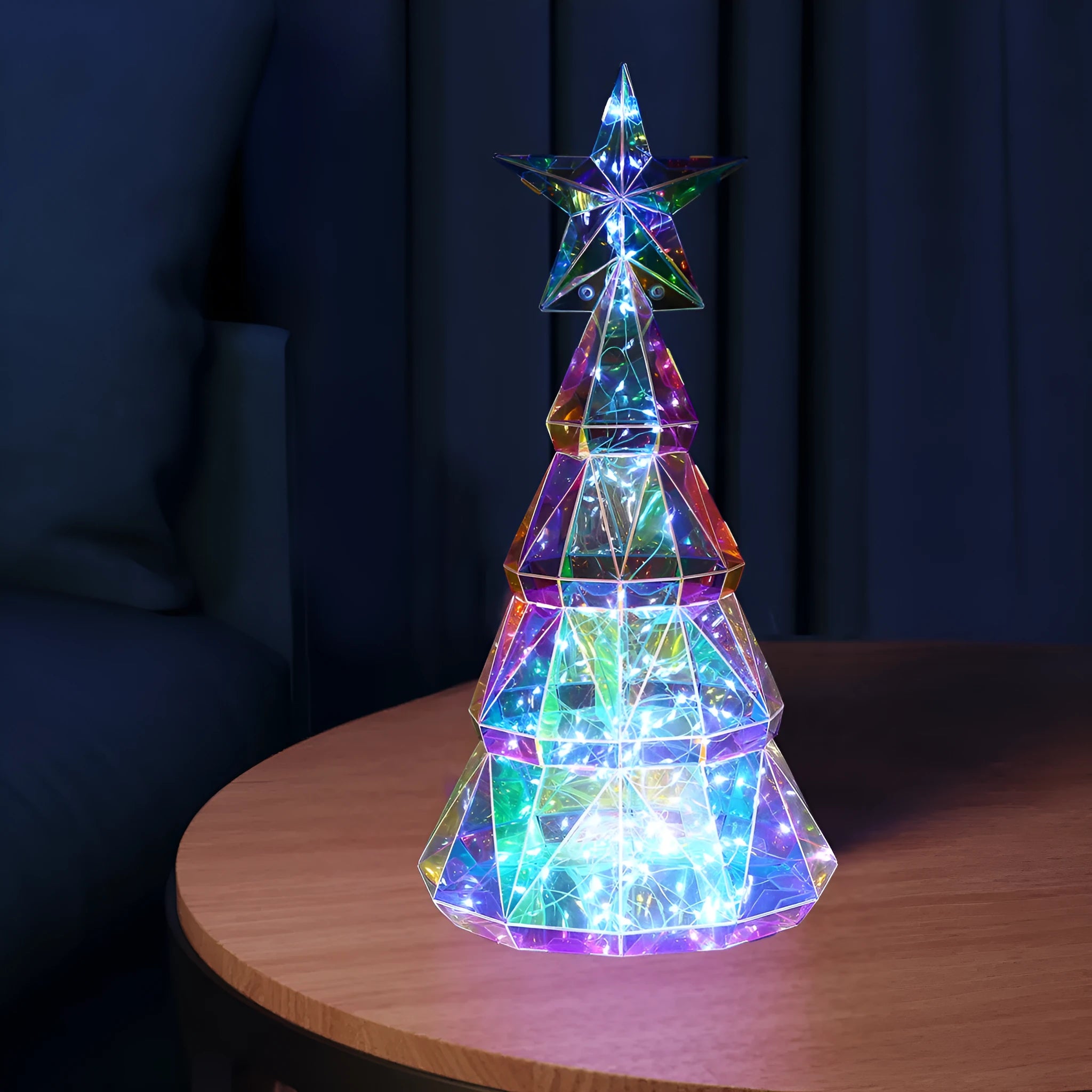 Colourful cartoon Christmas tree light ornament with PET plastic construction measuring 14.5×4.8×20cm