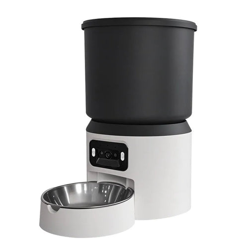 4L smart pet feeder with remote monitoring camera and stainless steel food bowl