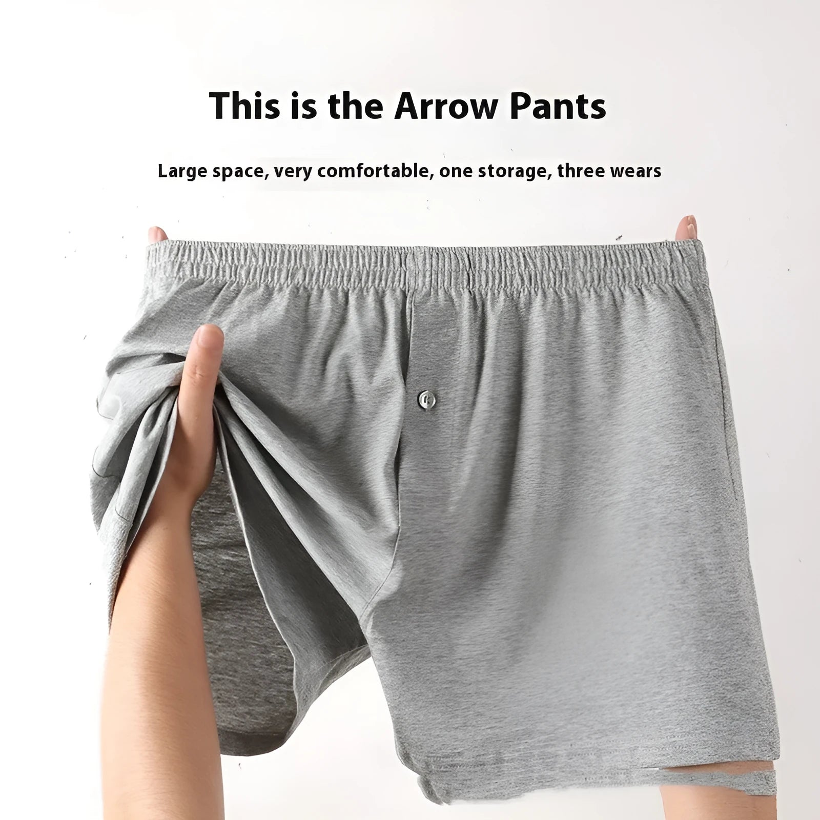 Men's high waist cotton boxer shorts in light grey, dark blue, and black colours.