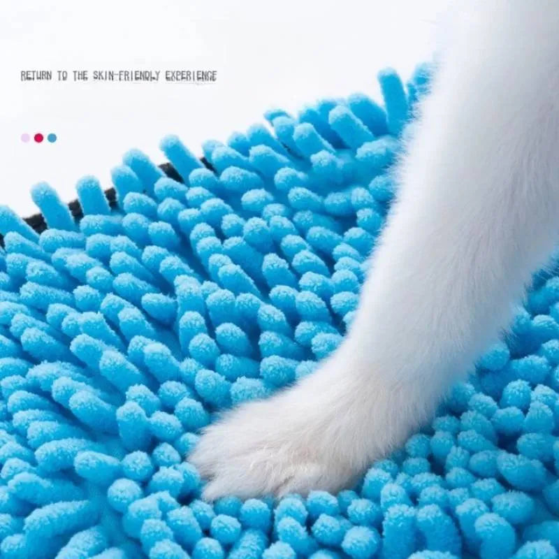 Microfibre pet bath robe towel for dogs and cats in blue, grey, purple or red