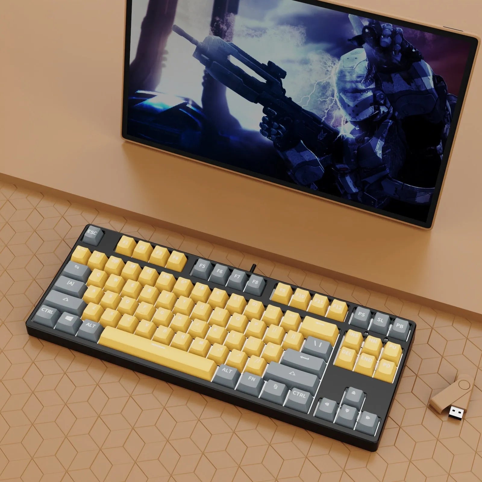 87-key mechanical keyboard with two-tone colour options and hot-plug switch capability