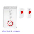 White wireless emergency alert device with buzzer unit and three emergency call buttons for elderly safety