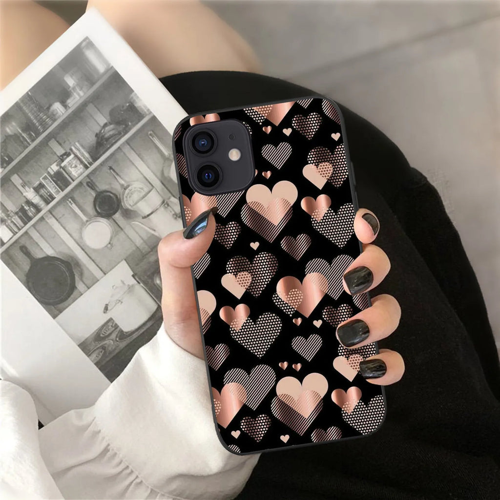 European and American heart print TPU phone case back cover for iPhone models 11 to 15 series colour 2113Heart1