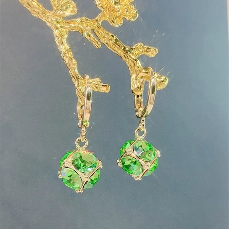 Copper geometric rose earrings for women with electroplated zircon finish in multiple colour options