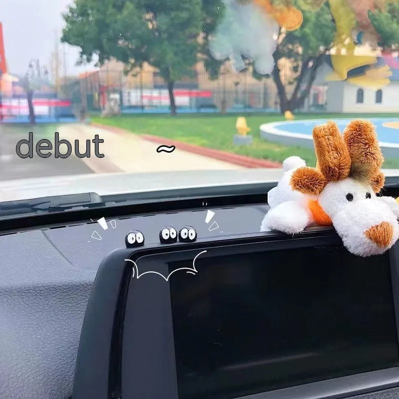 Cartoon black briquette resin car decorations with traceless mounting tape