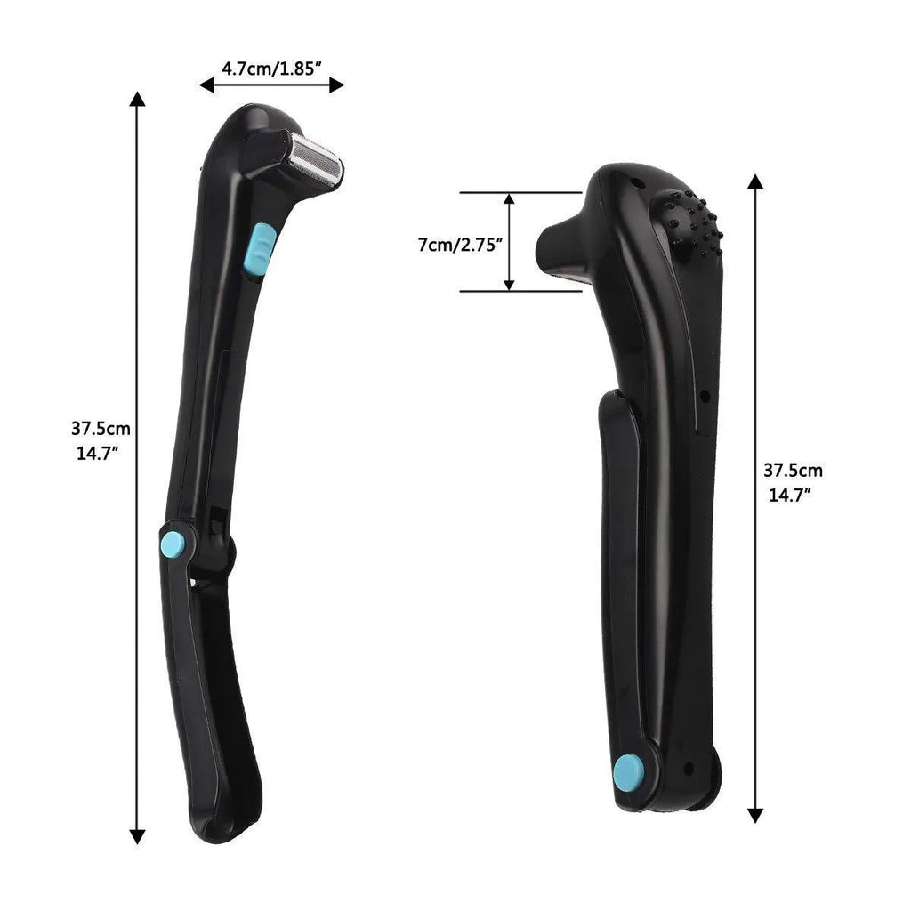 Black folding electric body shaver for whole body hair removal with dry battery power