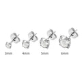 Titanium steel square geometric stud earrings with zircon stones in gold or steel colour finishes