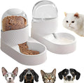 White automatic gravity cat feeder and water dispenser set with wave design shell.