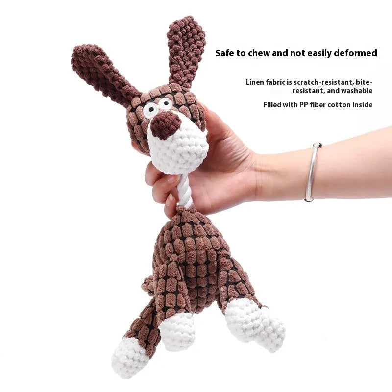 Plush puppy toy showing various animal styles including rechargeable duck, blue elephant, and donkey in multiple colours