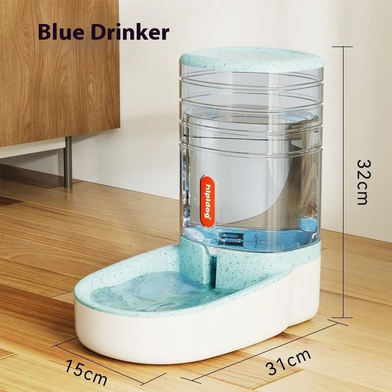 Automatic pet drinker with 3.8L capacity in blue, green, grey, or pink colour options