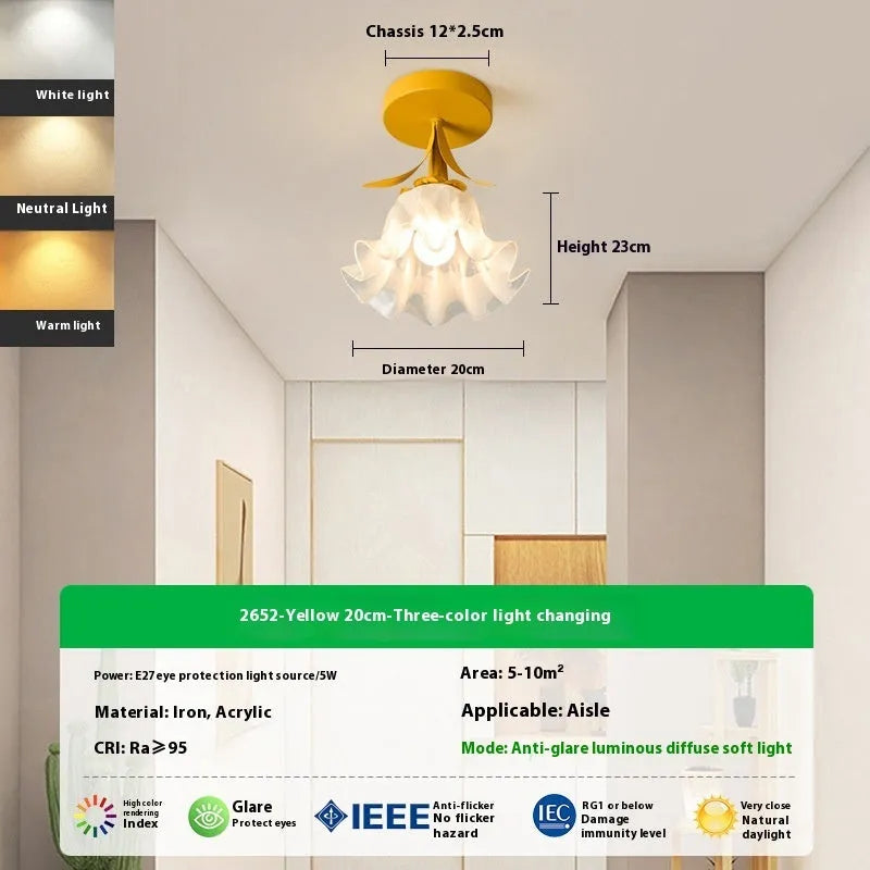 Cream coloured modern LED corridor aisle light with three-colour changing and dimming controls.