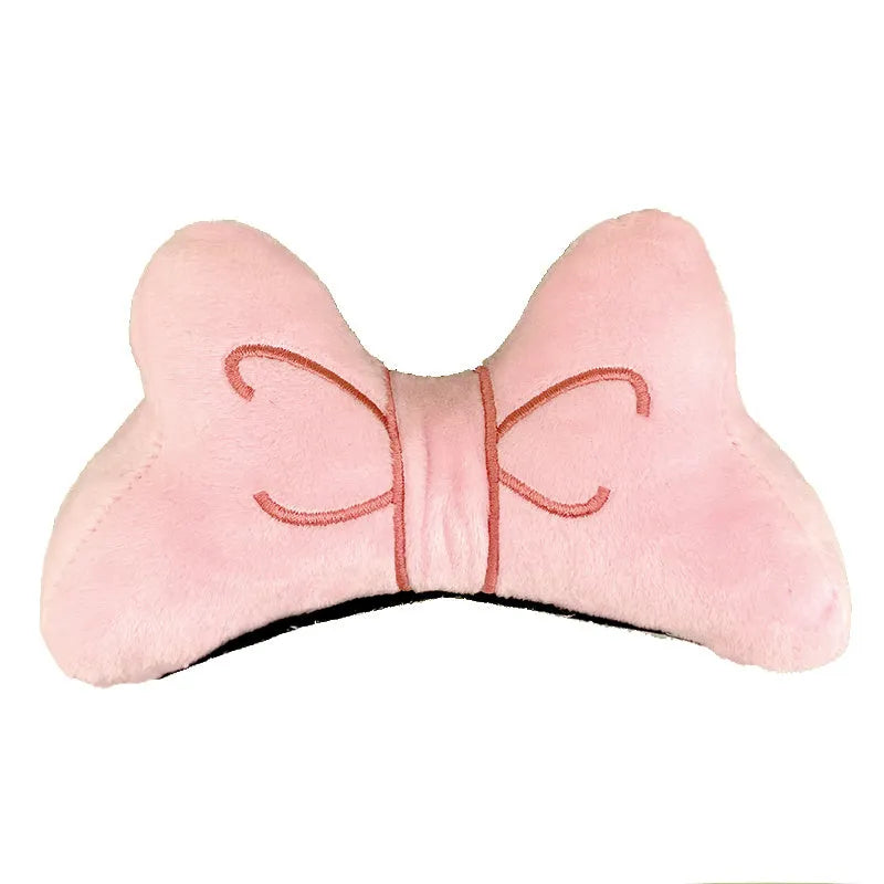 Plush bow helmet decoration with hairpin clip in red, pink, or peach pink for motorcycle and ski helmets.
